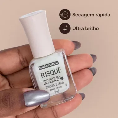 Esmalte Risqu&eacute; Mist&eacute;rios do Inverno Tempestade de Cristal Cobertura com Efeito 9ml