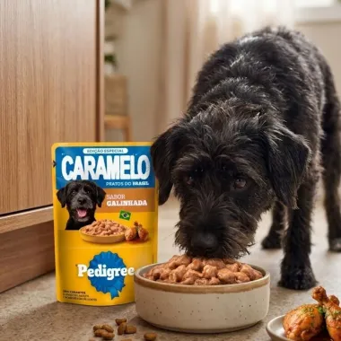 Ra&ccedil;&atilde;o &Uacute;mida para Cachorro Pedigree Caramelo Adulto Sabor Galinhada em Sach&ecirc; 70g
