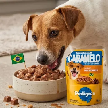 Ra&ccedil;&atilde;o &Uacute;mida para Cachorro Pedigree Caramelo Adulto Sabor Picadinho em Sach&ecirc; 70g