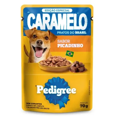 Ra&ccedil;&atilde;o &Uacute;mida para Cachorro Pedigree Caramelo Adulto Sabor Picadinho em Sach&ecirc; 70g