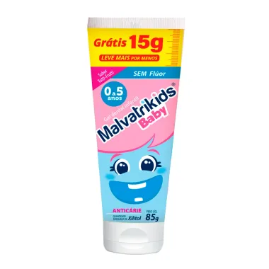 Gel Dental Malvatrikids Baby 0 a 5 Anos Sem Fl&uacute;or Sabor Tutti-Frutti Antic&aacute;rie 85g