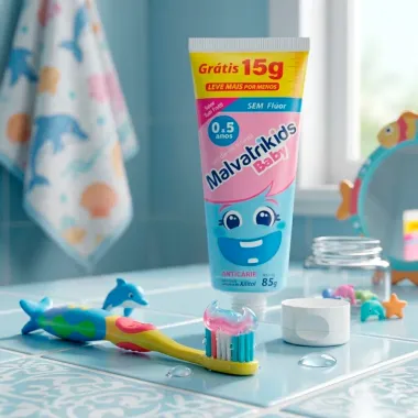 Gel Dental Malvatrikids Baby 0 a 5 Anos Sem Fl&uacute;or Sabor Tutti-Frutti Antic&aacute;rie 85g