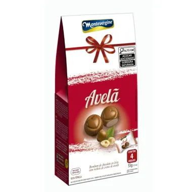 Bombons de Chocolate Ao Leite Montev&eacute;rgine Sabor Creme de Avel&atilde; 55g