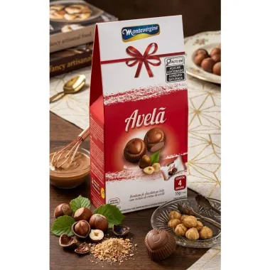 Bombons de Chocolate Ao Leite Montev&eacute;rgine Sabor Creme de Avel&atilde; 55g