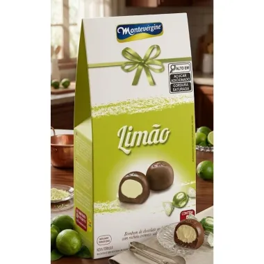 Bombons de Chocolate Ao Leite Montev&eacute;rgine Sabor Lim&atilde;o 55g