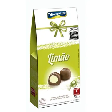 Bombons de Chocolate Ao Leite Montev&eacute;rgine Sabor Lim&atilde;o 55g