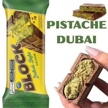 Chocolate Arcor Block Dubai Style Sabor Pistache 165g