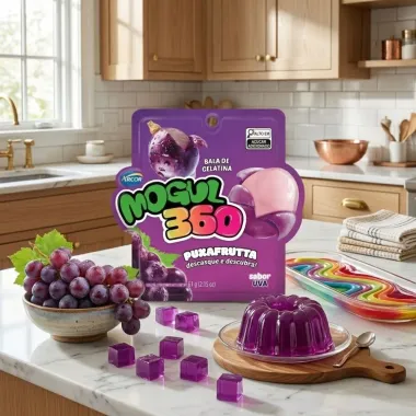 Bala de Gelatina Arcor Mogul 360 Puxa Frutta Sabor Uva 61g