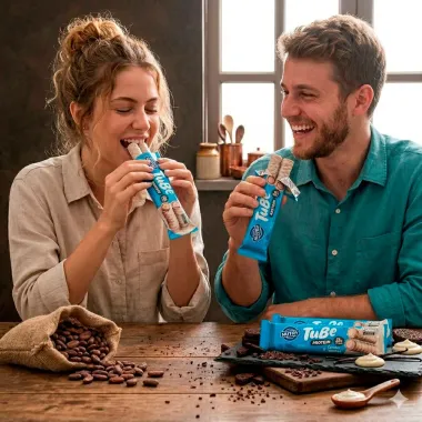 Wafer Recheado Nutry Tube Protein com 8,4g de Prote&iacute;na Sabor Cookies e Cream 38g