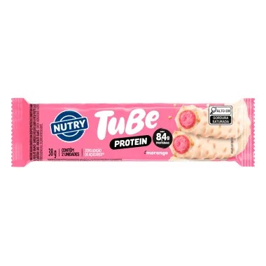 Wafer Recheado Nutry Tube Protein com 8,4g de Prote&iacute;na Sabor Morango 38g