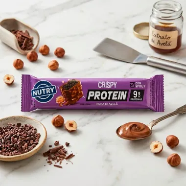 Barra de Prote&iacute;na Nutry Crispy Protein com 9g de Prote&iacute;nas Sabor Trufa de Avel&atilde; 30g