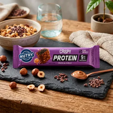 Barra de Prote&iacute;na Nutry Crispy Protein com 9g de Prote&iacute;nas Sabor Trufa de Avel&atilde; 30g