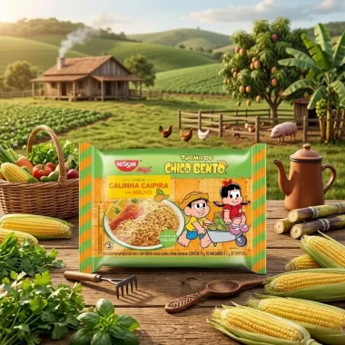Macarr&atilde;o Instant&acirc;neo Nissin Turma Chico Galinha Caipira com Milho 75g