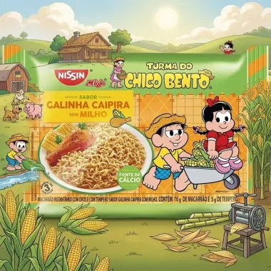 Macarr&atilde;o Instant&acirc;neo Nissin Turma Chico Galinha Caipira com Milho 75g