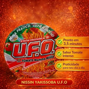 Macarr&atilde;o Ufo Nissin Yakissoba Sabor Tomate Mamma Mia 95g