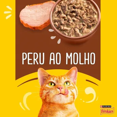 Ra&ccedil;&atilde;o &Uacute;mida para Gatos Purina Friskies Adultos Sabor Peru ao Molho Sach&ecirc; 85g
