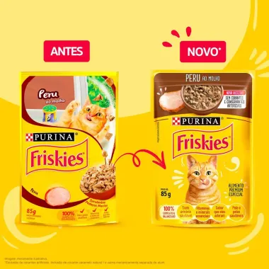 Ra&ccedil;&atilde;o &Uacute;mida para Gatos Purina Friskies Adultos Sabor Peru ao Molho Sach&ecirc; 85g