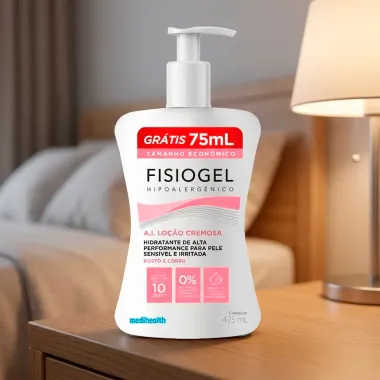Fisiogel A.I Loc&atilde;o Cremosa para Pele Sens&iacute;vel e Irritada Rosto  Corpo 475ml Ganhe 75ml Tamanho Econ&ocirc;mico