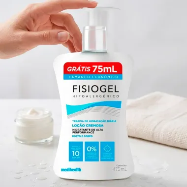 Fisiogel Lo&ccedil;&atilde;o Cremosa Hidratante de Alta Performance Rosto e Corpo 475ml Ganhe 75ml Tamanho Econ&ocirc;mico
