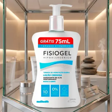 Fisiogel Lo&ccedil;&atilde;o Cremosa Hidratante de Alta Performance Rosto e Corpo 475ml Ganhe 75ml Tamanho Econ&ocirc;mico