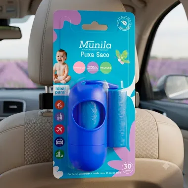 Puxa Saco Munila Cor Azul 1 Dispenser e 2 Refis com 15 Sacos cada