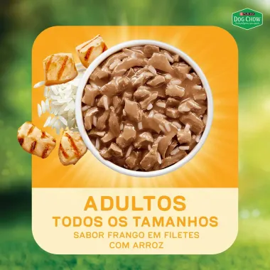 Ra&ccedil;&atilde;o &Uacute;mida para Cachorro Dog Chow Nutri&ccedil;&atilde;o Refor&ccedil;ada Adultos Extra Life Sabor Frango em Filetes com Arroz Sach&ecirc; 85g