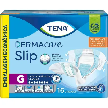 Fralda Geriátrica Tena Slip DermaCare Tamanho G com 16 Unidades