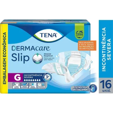 Fralda Geriátrica Tena Slip DermaCare Tamanho G com 16 Unidades