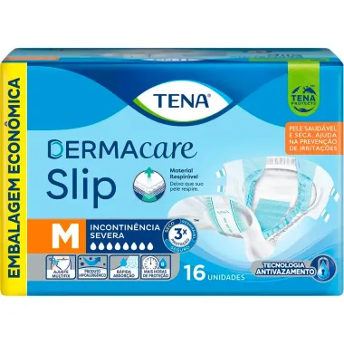 Fralda Geriátrica Tena Slip DermaCare Tamanho M 16 Unidades Descartáveis