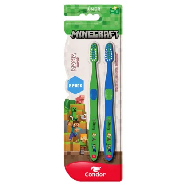 Escova de Dente Condor J&uacute;nior Minecraft Macia Cores Sortidas 2 Unidades
