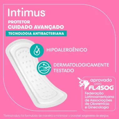 Protetor Di&aacute;rio Intimus Cuidado Avan&ccedil;ado Tecnologia Antibacteriana 40 Unidades Leve Mais Por Menos
