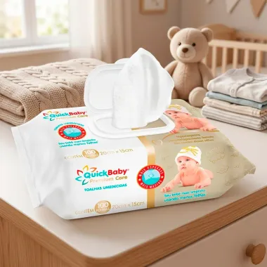 Toalhas Umedecidas QuickBaby Premium Care 100 Unidades