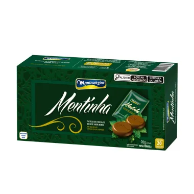 Pastilha de Chocolate ao Leite Montev&eacute;rgine Mentinha Sabor Menta 20 Unidades