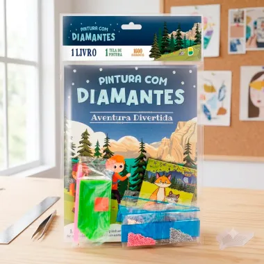 Livro de Atividades Pintura com Diamantes Aventura Divertida Todolivro com 1 Tela e 1600 Diamantes
