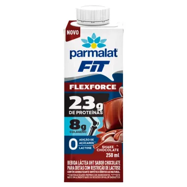 Bebida L&aacute;ctea UHT Parmalat Fit FlexForce Sabor Shake Chocolate com 23g de Prote&iacute;nas Zero Lactose 250ml