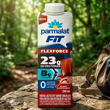 Bebida L&aacute;ctea UHT Parmalat Fit FlexForce Sabor Shake Chocolate com 23g de Prote&iacute;nas Zero Lactose 250ml