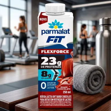 Bebida L&aacute;ctea UHT Parmalat Fit FlexForce Sabor Shake Chocolate com 23g de Prote&iacute;nas Zero Lactose 250ml