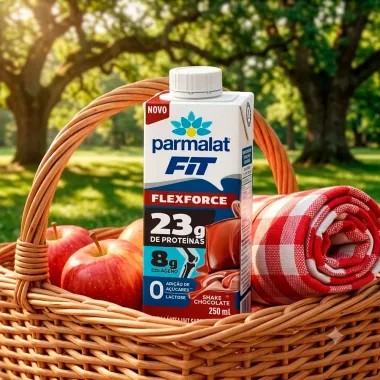 Bebida L&aacute;ctea UHT Parmalat Fit FlexForce Sabor Shake Chocolate com 23g de Prote&iacute;nas Zero Lactose 250ml