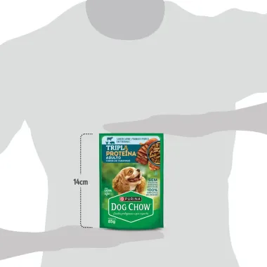 Ra&ccedil;&atilde;o &Uacute;mida para C&atilde;es Dog Chow Extra Life Adultos Sabor Carne Frango e Porco em Tirinhas Tripla Prote&iacute;na Sach&ecirc; 85g