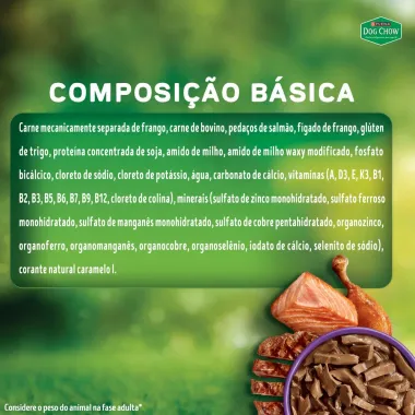 Ra&ccedil;&atilde;o &Uacute;mida para C&atilde;es Dog Chow Extra Life Adultos Sabor Carne Frango e Salm&atilde;o em Tirinhas Tripla Prote&iacute;na Sach&ecirc; 85g