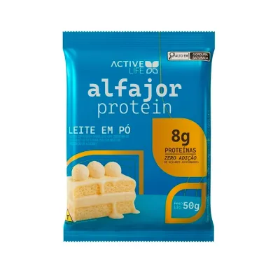 Alfajor Protein Active Life com 8g de Prote&iacute;na Sabor Leite em P&oacute; 50g