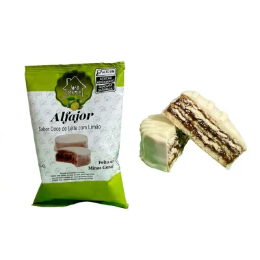 Alfajor Jo&atilde;o e Maria Sabor Doce de Leite com Lim&atilde;o Cobertura Chocolate Branco 65g