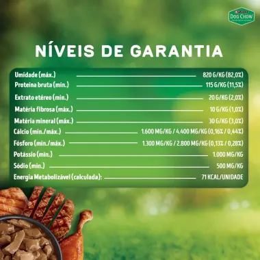 Ra&ccedil;&atilde;o &Uacute;mida para C&atilde;es Dog Chow Extra Life Adultos Sabor Carne Porco e Frango com Maxi Filetes Alta Prote&iacute;na Sach&ecirc; 85g