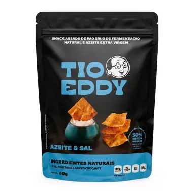 Snack Assado de P&atilde;o S&iacute;rio Tio Eddy Sabor Azeite e Sal 80g