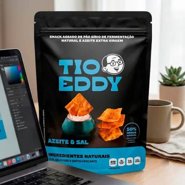 Snack Assado de P&atilde;o S&iacute;rio Tio Eddy Sabor Azeite e Sal 80g