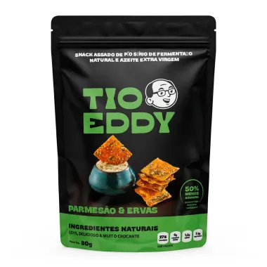 Snack Assado de P&atilde;o S&iacute;rio Tio Eddy Sabor Parmes&atilde;o e Ervas 80g