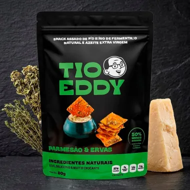Snack Assado de P&atilde;o S&iacute;rio Tio Eddy Sabor Parmes&atilde;o e Ervas 80g