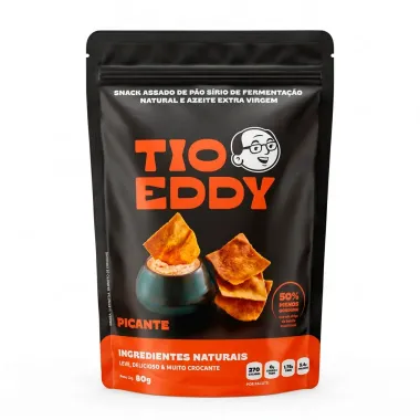 Snack Assado de P&atilde;o S&iacute;rio Tio Eddy Sabor Picante 80g