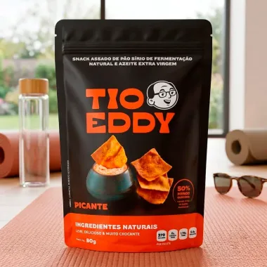 Snack Assado de P&atilde;o S&iacute;rio Tio Eddy Sabor Picante 80g
