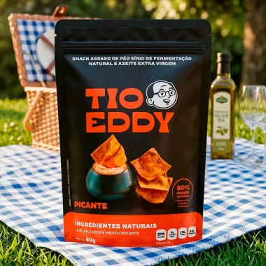 Snack Assado de P&atilde;o S&iacute;rio Tio Eddy Sabor Picante 80g